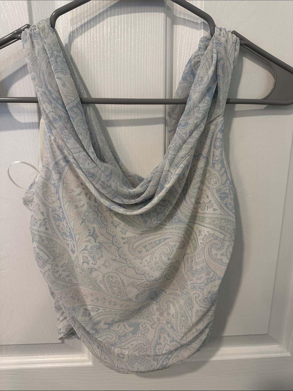 Hollister Light Blue and Cream Paisley Drape Tank